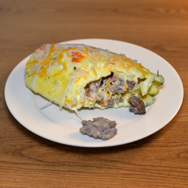 Hearty Sausage & Cheese Omelet.