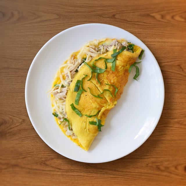 Golden Chicken & Swiss Omelet.